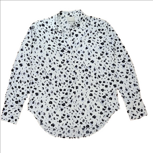 NWT INDUSTRY Satin snow leopard print button down shirt